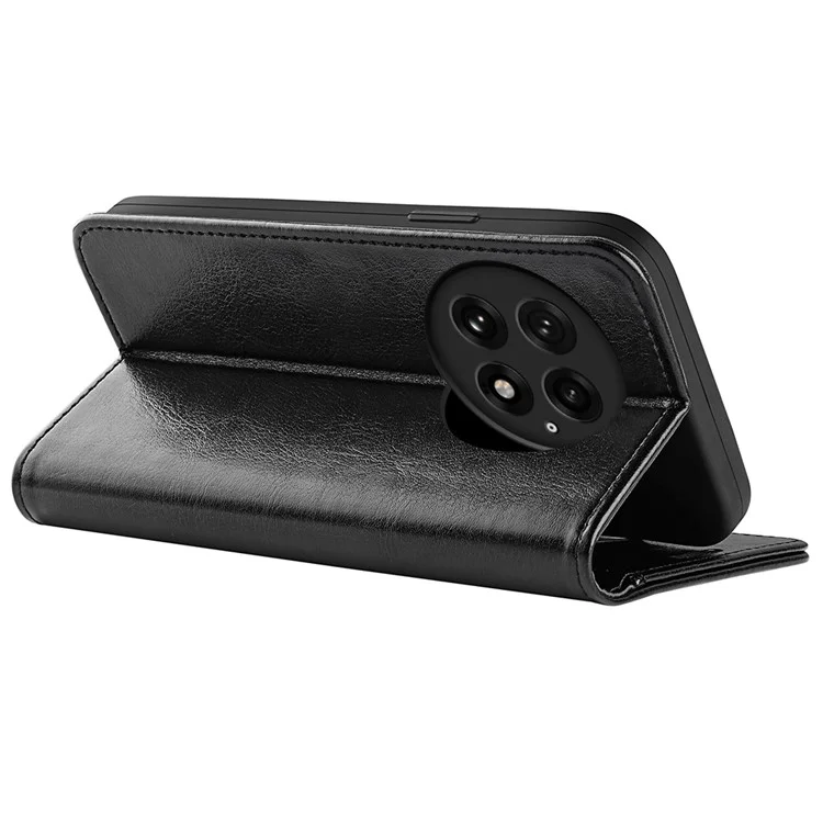 Für OnePlus 13 Wallet Case Crazy Horse Textur Ständer Leder Handyhülle - Schwarz