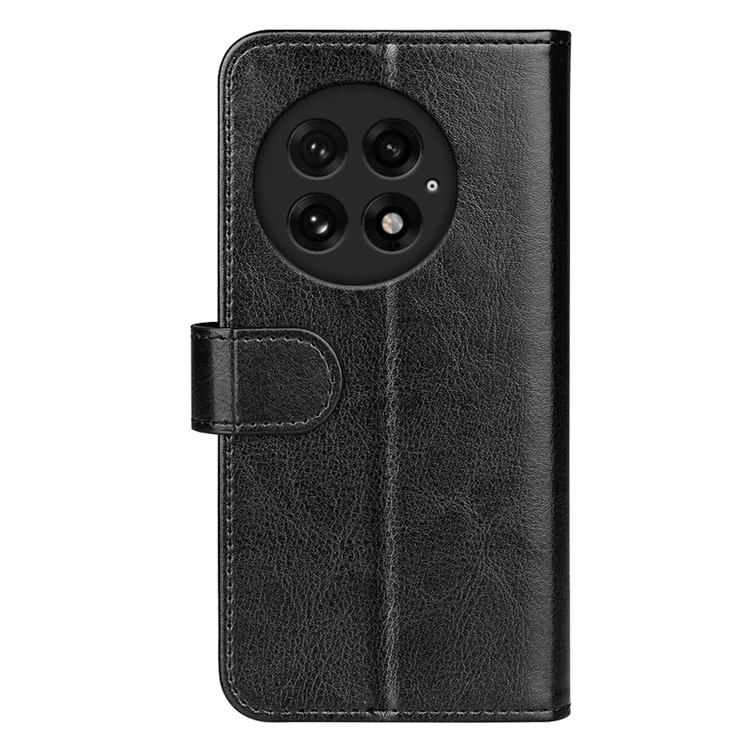 Für OnePlus 13 Wallet Case Crazy Horse Textur Ständer Leder Handyhülle - Schwarz