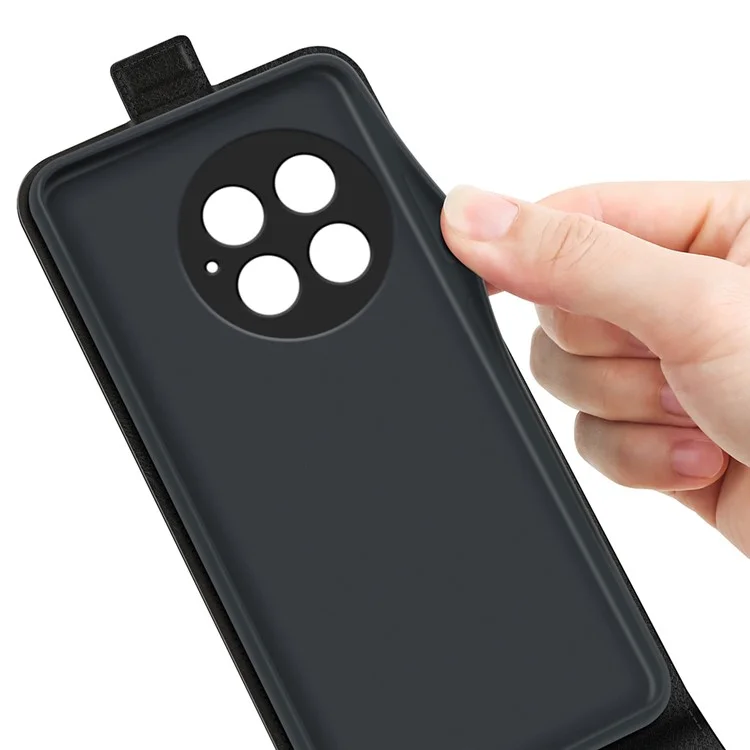 Funda para OnePlus 13 con ranuras para tarjetas, tapa vertical de piel - Negro