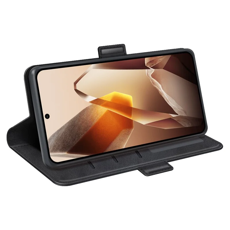 Per OnePlus 13 Stand Case Custodia in pelle con texture vitello Custodia per telefono - Nero