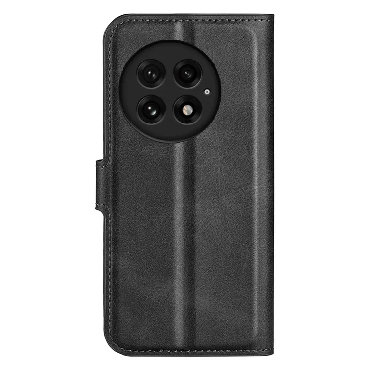 Étui de support pour OnePlus 13 avec texture en cuir veau anti-rayures - Noir