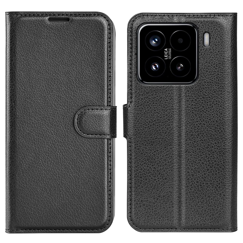 For Xiaomi 15 Case Litchi Texture Shockproof Leather Wallet Phone Cover - Black