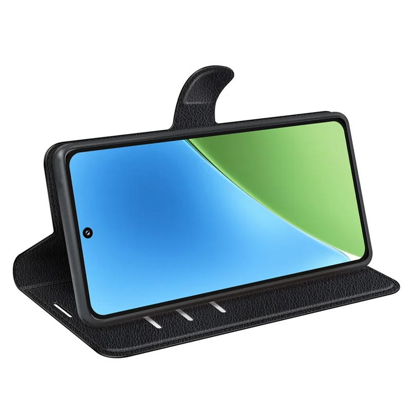 For Xiaomi 15 Case Litchi Texture Shockproof Leather Wallet Phone Cover - Black