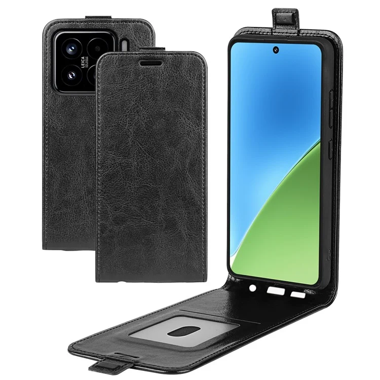 Для Xiaomi 15 Чехол с отделениями для карт Вертикальный флип Кожаный чехол для телефона - Черный