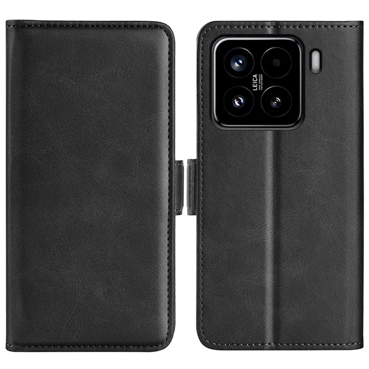 Für Xiaomi 15 Stand Case Kalbsleder-Textur Lederbrieftasche Handyhülle - Schwarz
