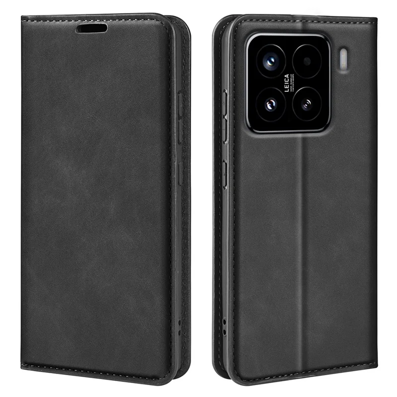 Voor Xiaomi 15 Hoesje Huid-Aanraking Leer Wallet Telefoonhoes - Zwart