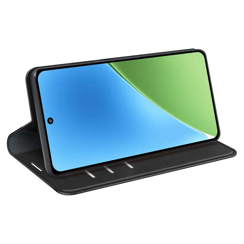 Voor Xiaomi 15 Hoesje Huid-Aanraking Leer Wallet Telefoonhoes - Zwart