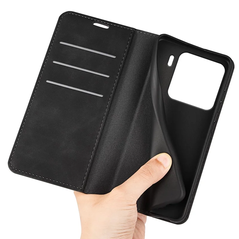 Voor Xiaomi 15 Hoesje Huid-Aanraking Leer Wallet Telefoonhoes - Zwart
