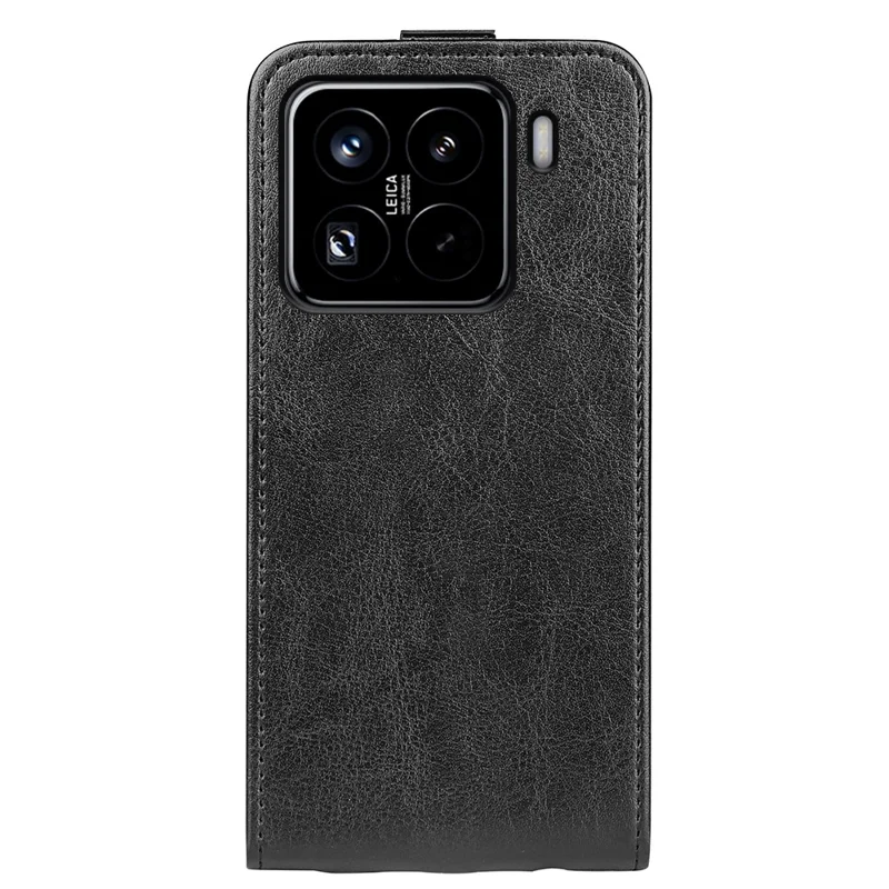 Cover in pelle per Xiaomi 15 Pro con slot per schede, flip verticale - Nero