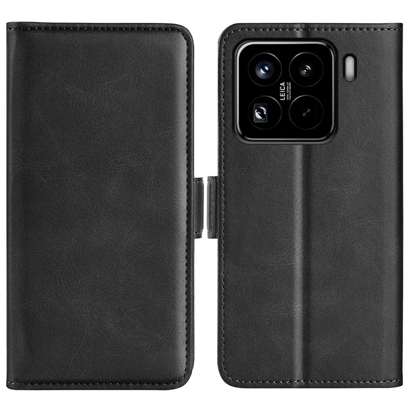 Custodia in pelle con texture vitellino per Xiaomi 15 Pro - Nero