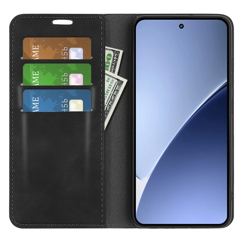 For Xiaomi 15 Pro Case Skin-Touch Leather Wallet Phone Cover - Black
