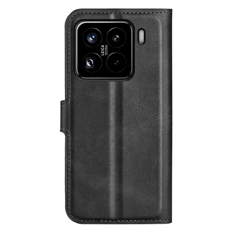 Étui de support pour Xiaomi 15 Pro, texture de cuir de veau anti-rayures - Noir
