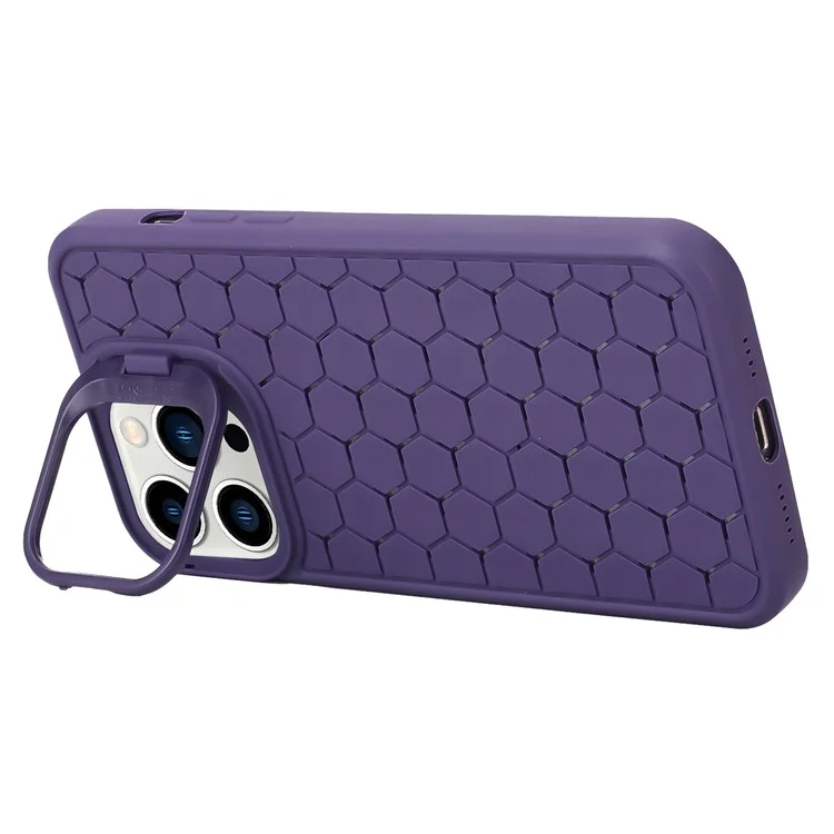 Для iPhone 16 Pro Max Чехол Kickstand Heat Dissipation TPU Phone Cover - Фиолетовый