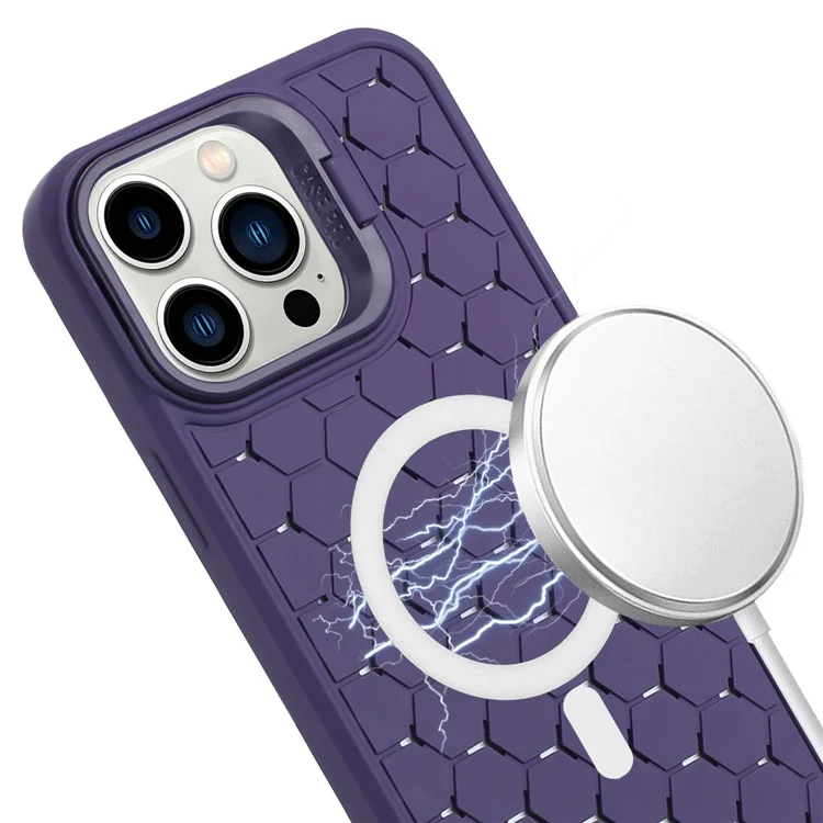 Capa compatível com iPhone 16 Pro com MagSafe, suporte e dissipação de calor em TPU - Roxo