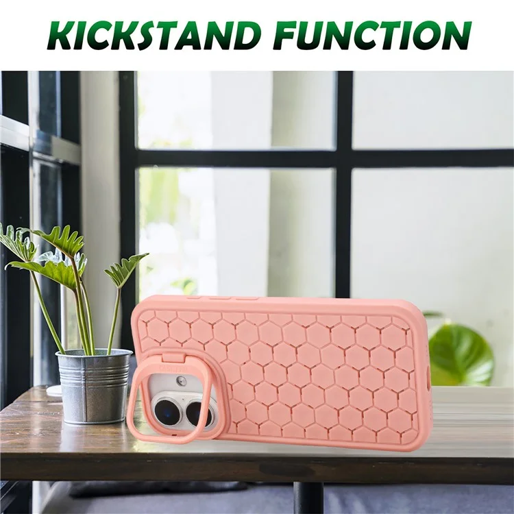 Funda para iPhone 16 Plus compatible con MagSafe, con soporte y disipación de calor, cubierta de teléfono de TPU - Rosa