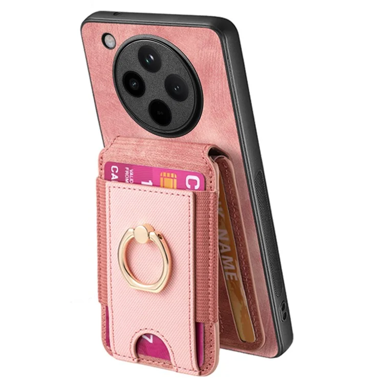 Für Oppo Find X8 Pro 5G Hülle mit abnehmbarem Kartenfach Ständer Leder Rückseite - Pink