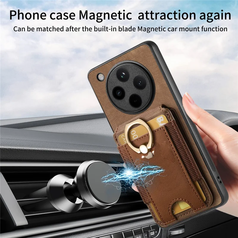 For Oppo Find X8 Pro 5G Magnetic Case Leather Back Cover with Detachable Card Holder Kickstand - Black