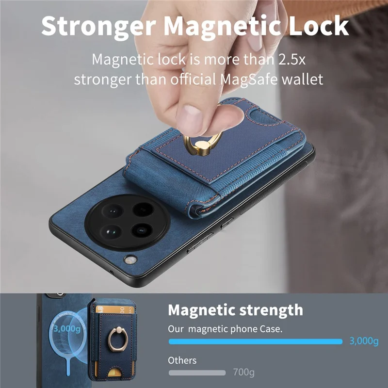 For Oppo Find X8 Pro 5G Magnetic Case Leather Back Cover with Detachable Card Holder Kickstand - Black