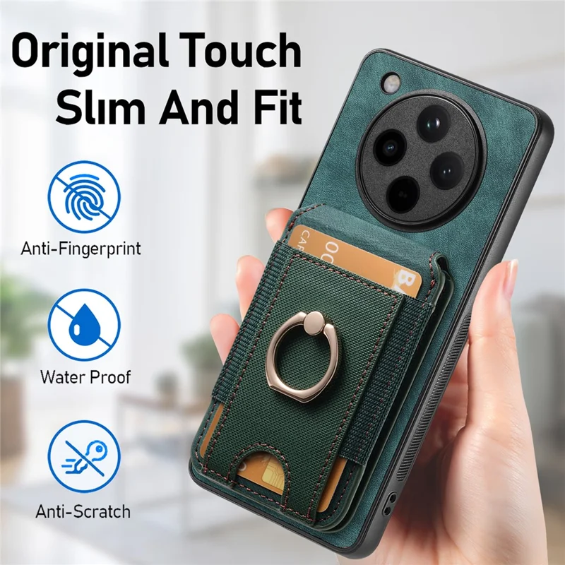 For Oppo Find X8 Pro 5G Magnetic Case Leather Back Cover with Detachable Card Holder Kickstand - Black