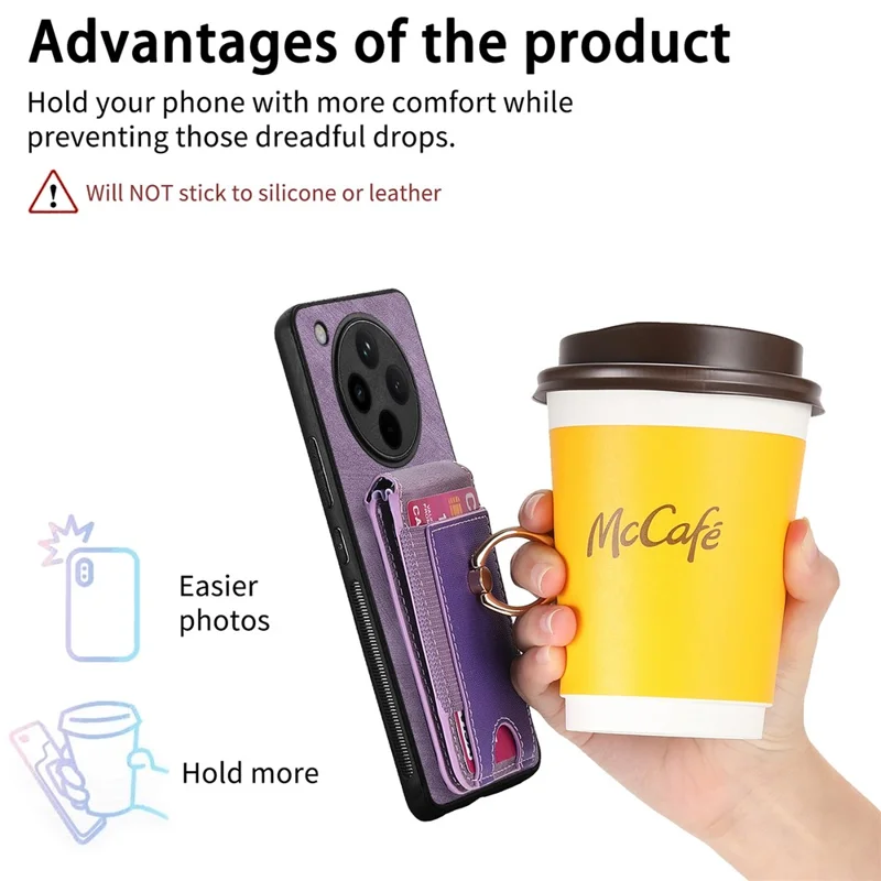 For Oppo Find X8 Pro 5G Magnetic Case Leather Back Cover with Detachable Card Holder Kickstand - Black