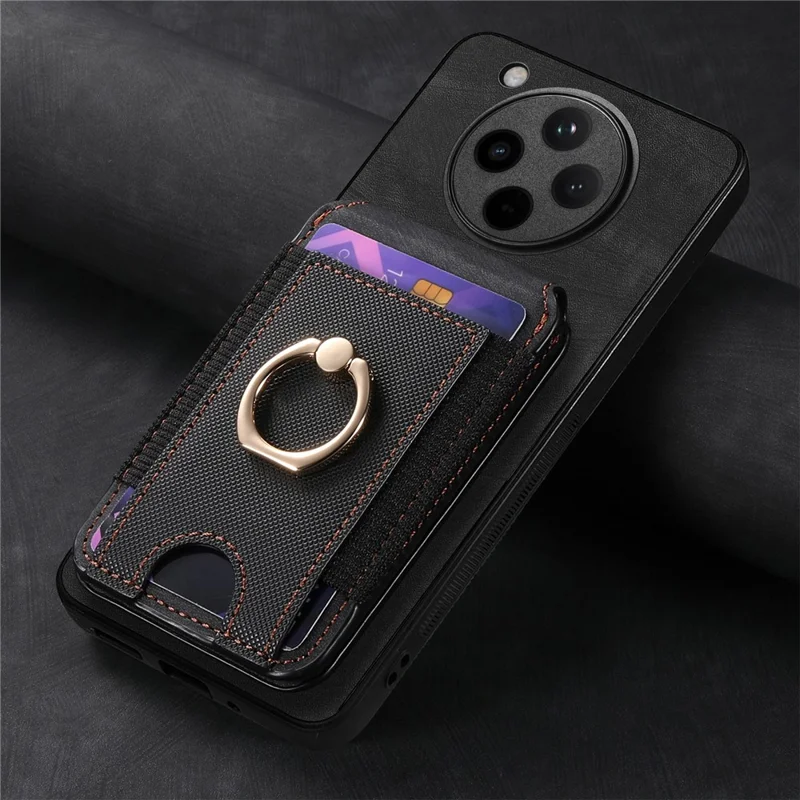 For Oppo Find X8 Pro 5G Magnetic Case Leather Back Cover with Detachable Card Holder Kickstand - Black