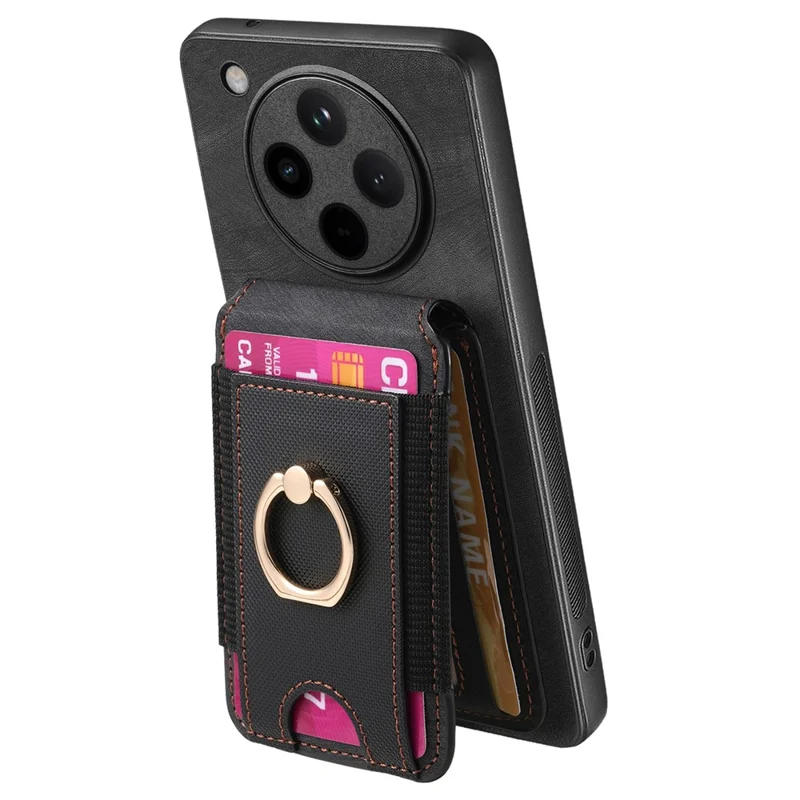 For Oppo Find X8 Pro 5G Magnetic Case Leather Back Cover with Detachable Card Holder Kickstand - Black