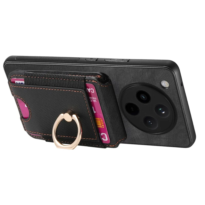 For Oppo Find X8 Pro 5G Magnetic Case Leather Back Cover with Detachable Card Holder Kickstand - Black