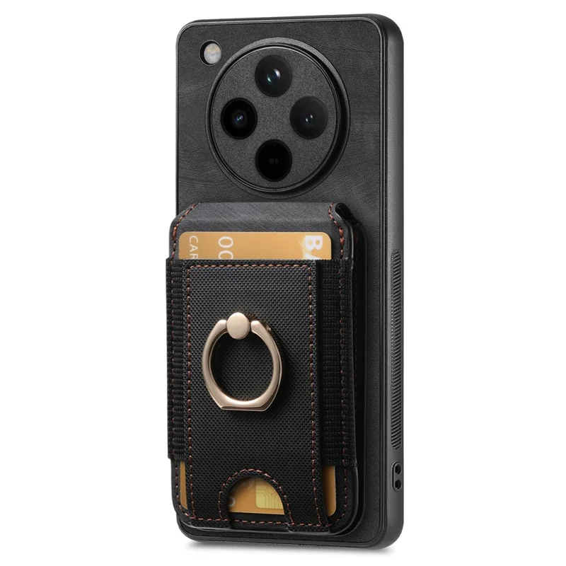 For Oppo Find X8 Pro 5G Magnetic Case Leather Back Cover with Detachable Card Holder Kickstand - Black