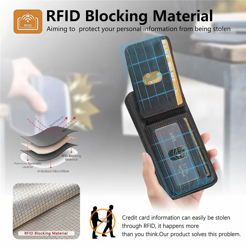 For Oppo Find X8 Pro 5G Magnetic Case Leather Back Cover with Detachable Card Holder Kickstand - Black