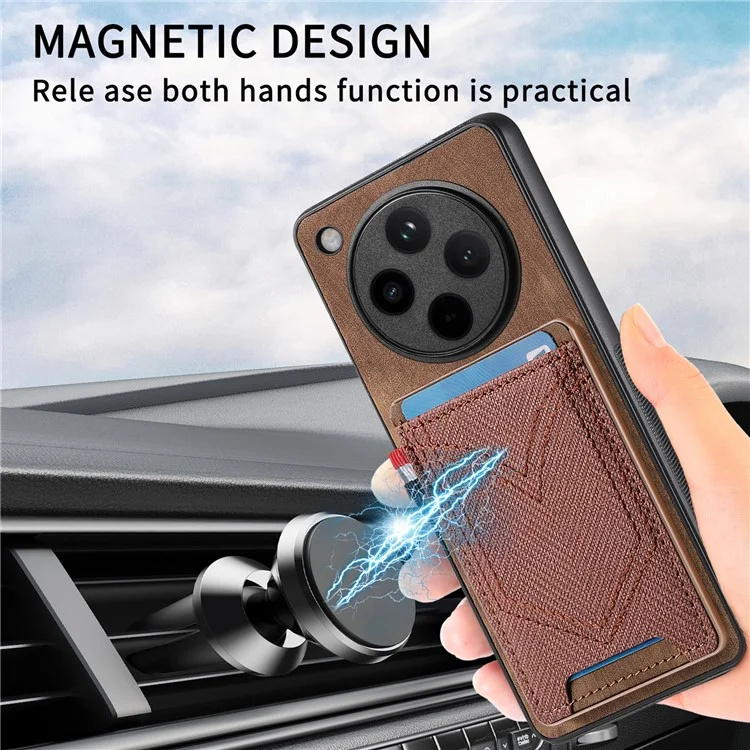 Custodia per Oppo Find X8 Pro 5G, texture in tessuto jeans retrò, cover posteriore in pelle con porta carte - Nero
