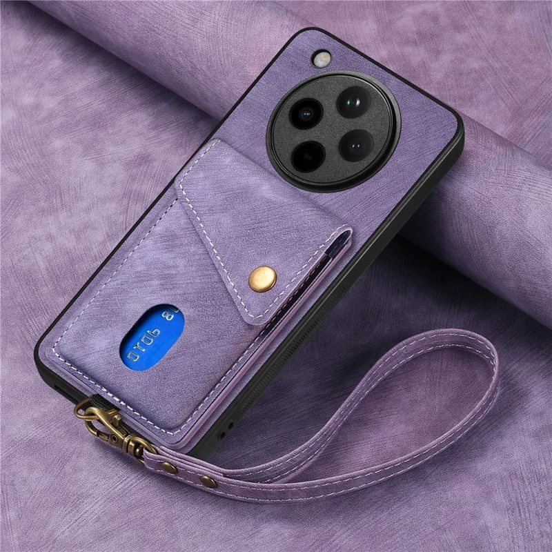 For Oppo Find X8 Pro 5G Case Leather+TPU Back Cover with Card Slot Kickstand - Purple