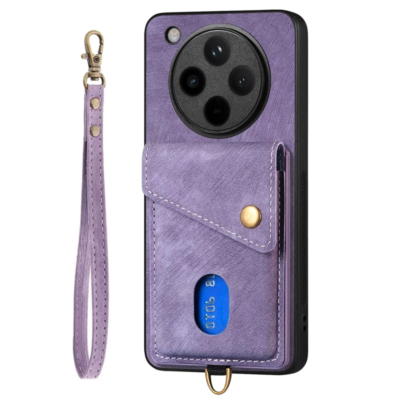 For Oppo Find X8 Pro 5G Case Leather+TPU Back Cover with Card Slot Kickstand - Purple
