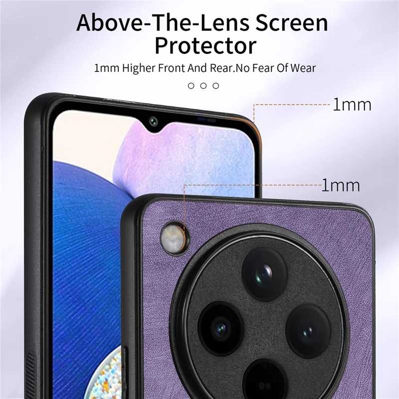 For Oppo Find X8 Pro 5G Case Leather+TPU Back Cover with Card Slot Kickstand - Purple