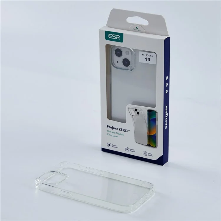 ESR Project Zero Series for iPhone 14 Plus Ultra-thin Soft TPU Case Transparent Anti-drop Anti-scratch Cover