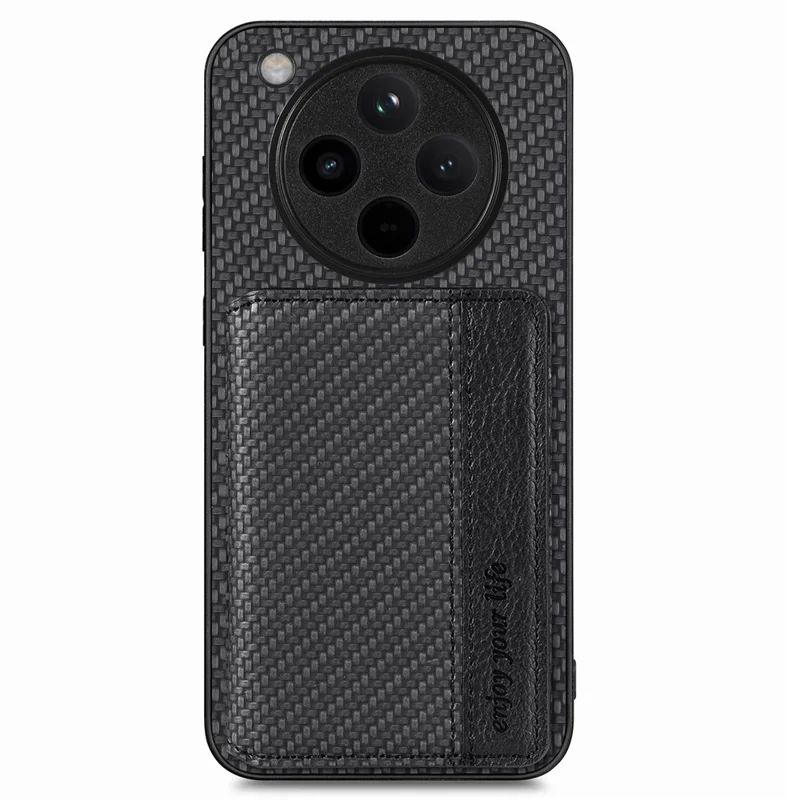 Til Oppo Find X8 Pro 5G Etui RFID-blokerende kortlomme Kulfiberlæder+PC+TPU telefondæksel - Sort