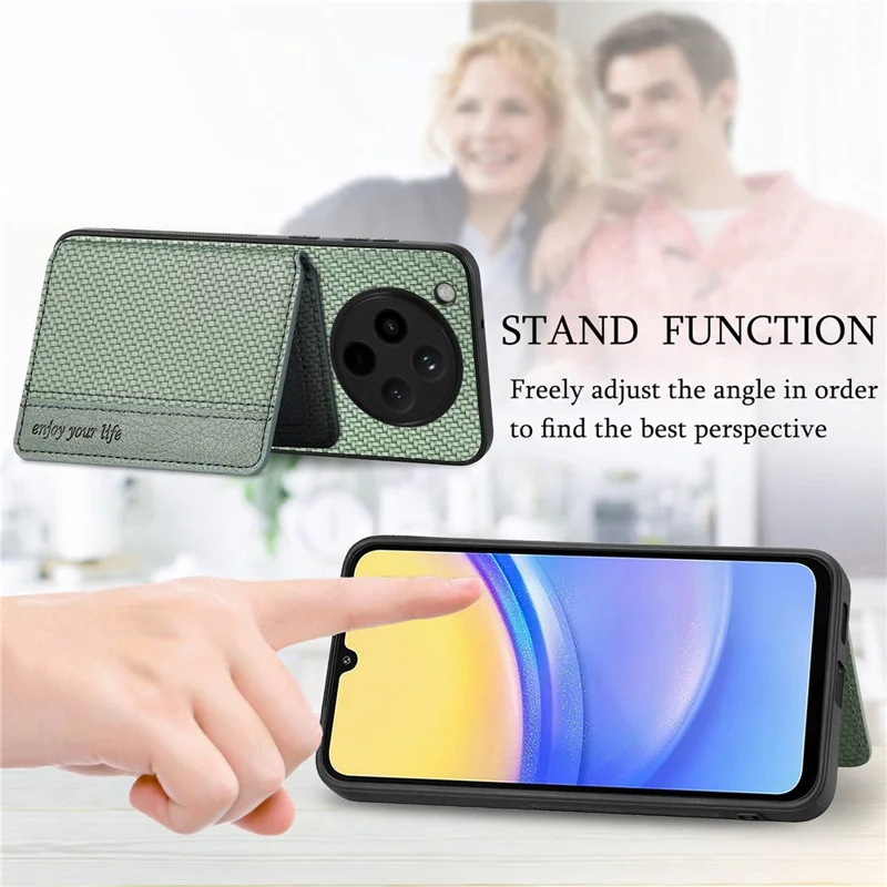 Til Oppo Find X8 Pro 5G Etui RFID-blokerende kortlomme Kulfiberlæder+PC+TPU telefondæksel - Sort