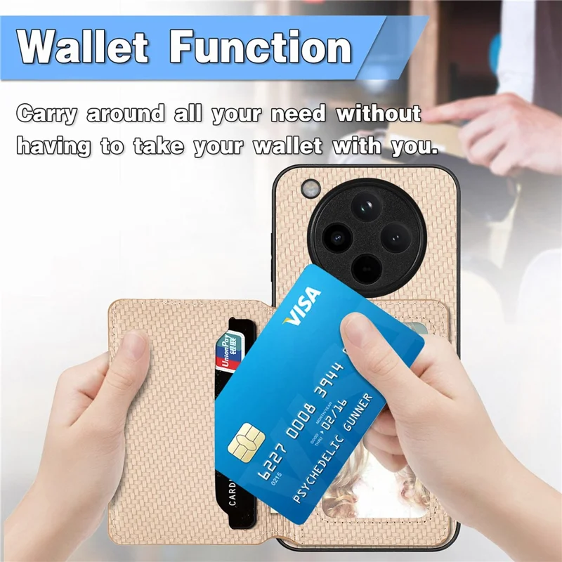 Til Oppo Find X8 Pro 5G Etui RFID-blokerende kortlomme Kulfiberlæder+PC+TPU telefondæksel - Sort