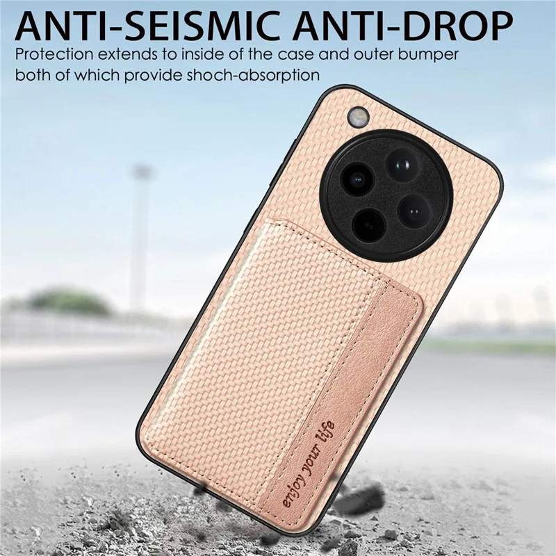 Til Oppo Find X8 Pro 5G Etui RFID-blokerende kortlomme Kulfiberlæder+PC+TPU telefondæksel - Sort