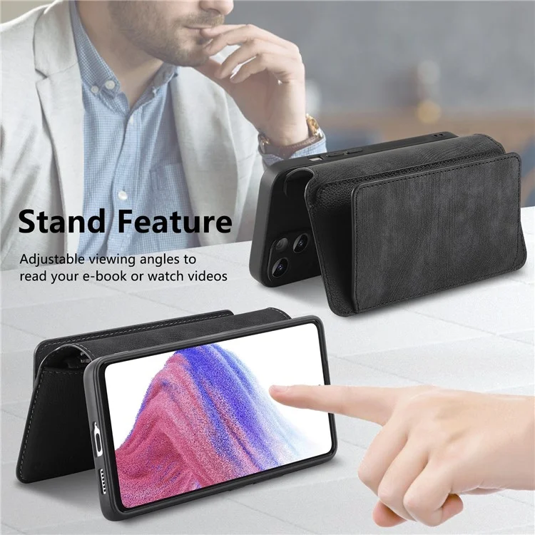 Funda CASENEO MW-02 para Xiaomi 15 Pro, tapa de teléfono de cuero magnética desmontable - Negro