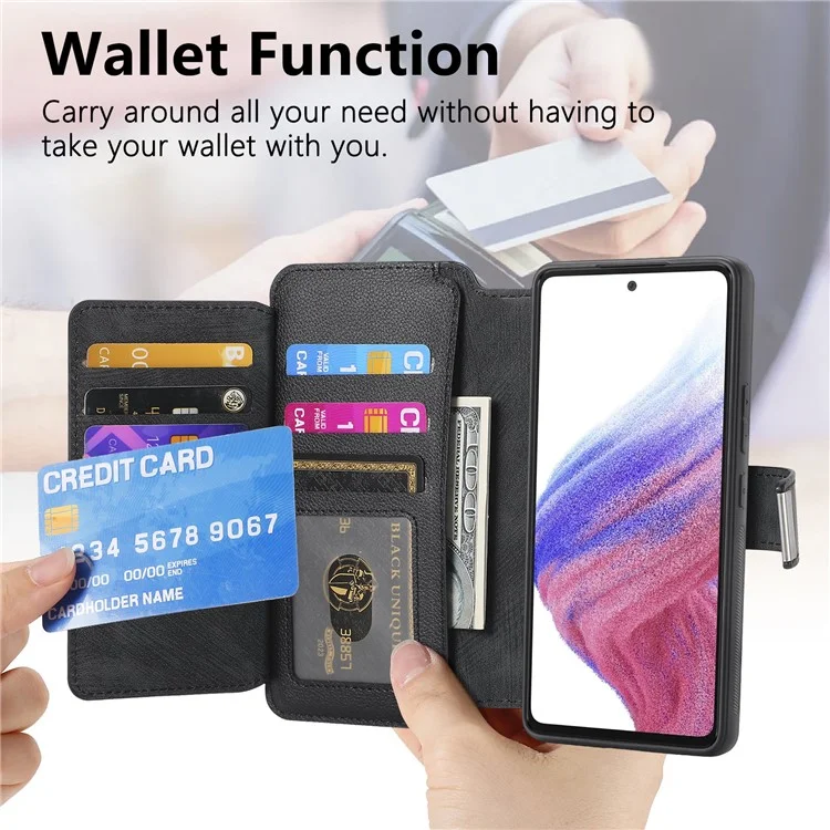 Funda CASENEO MW-02 para Xiaomi 15 Pro, tapa de teléfono de cuero magnética desmontable - Negro