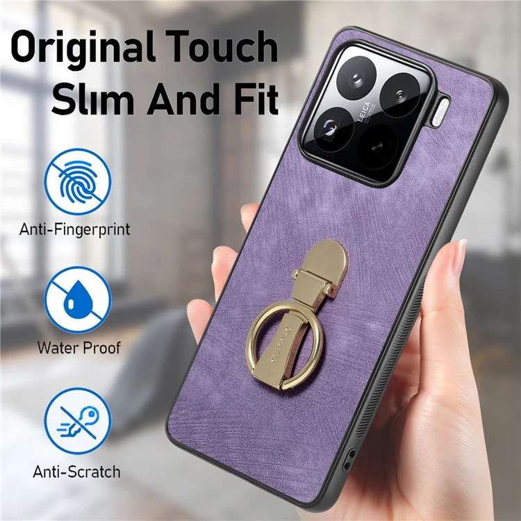 Custodia CASENEO D22 per Xiaomi 15 Pro, con supporto pieghevole, in pelle retrò, colore rosa.