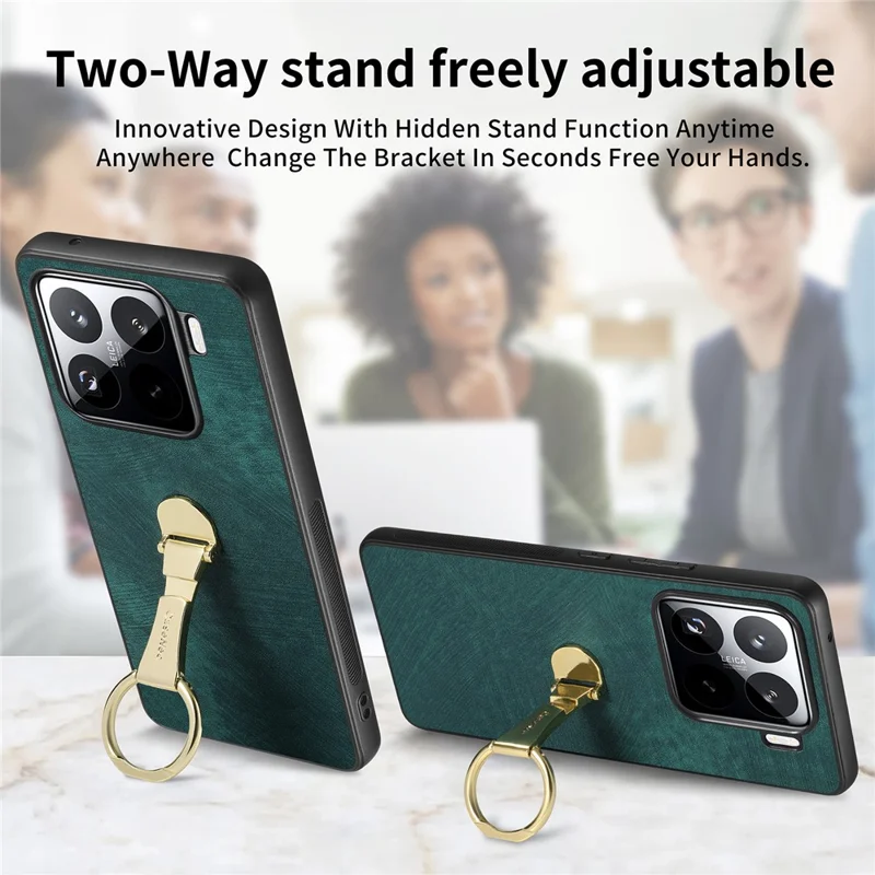 CASENEO D22 For Xiaomi 15 Pro Case Folding Kickstand Retro Leather Back Cover - Green