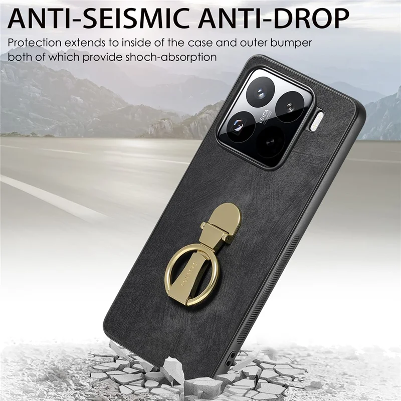 CASENEO D22 For Xiaomi 15 Pro Case Folding Kickstand Retro Leather Back Cover - Green