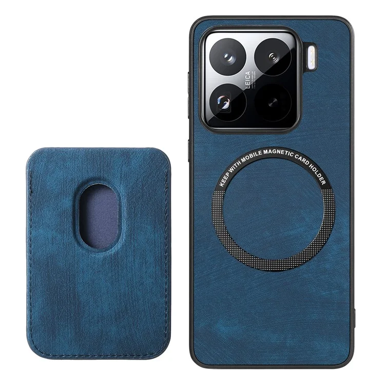 Custodia per Xiaomi 15 Pro Vintage in pelle+TPU con slot per schede rimovibile - Blu