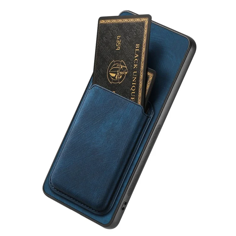 Custodia per Xiaomi 15 Pro Vintage in pelle+TPU con slot per schede rimovibile - Blu
