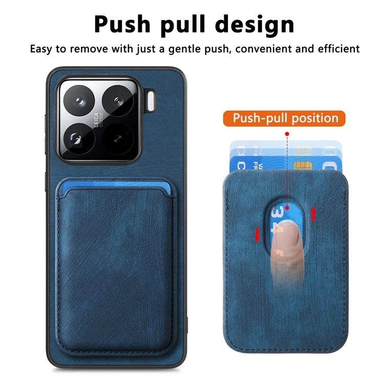 Custodia per Xiaomi 15 Pro Vintage in pelle+TPU con slot per schede rimovibile - Blu