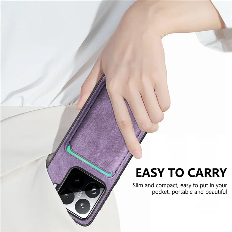 Custodia per Xiaomi 15 Pro Vintage in pelle+TPU con slot per schede rimovibile - Blu