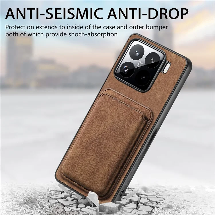 Custodia per Xiaomi 15 Pro Vintage in pelle+TPU con slot per schede rimovibile - Blu