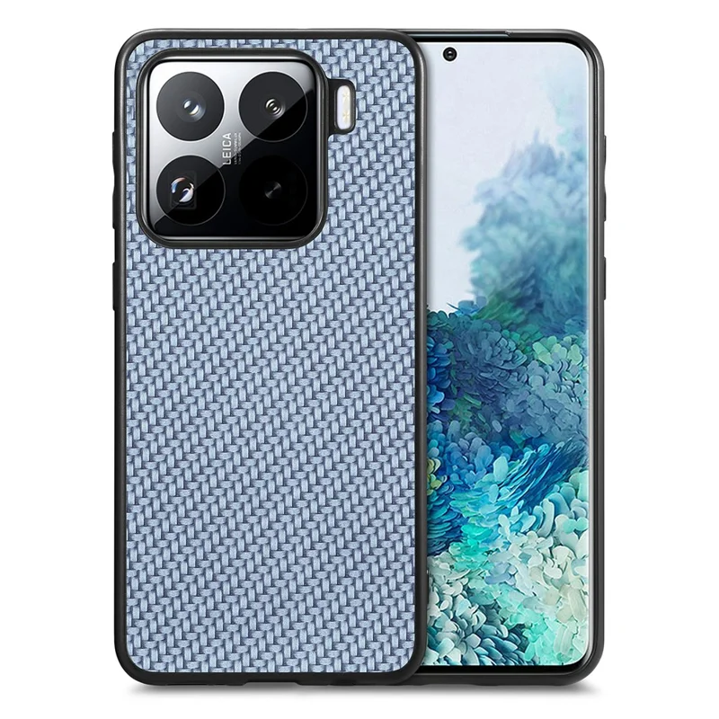 Étui pour Xiaomi 15 Pro avec texture en fibre de carbone PU+PC+TPU - Bleu