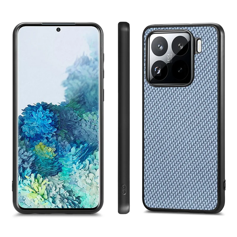 Étui pour Xiaomi 15 Pro avec texture en fibre de carbone PU+PC+TPU - Bleu